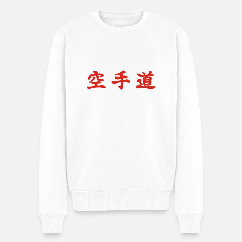 Karate-Do waagrecht - Männer Premium Bio Pullover - Weiß