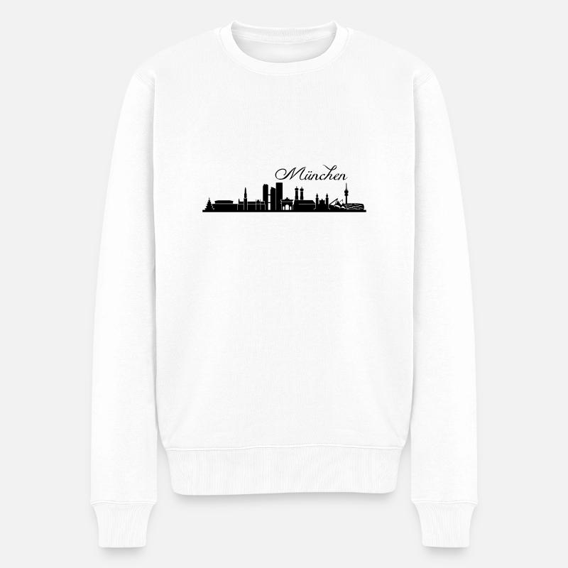 Münchener Skyline - Männer Premium Bio Pullover - Weiß