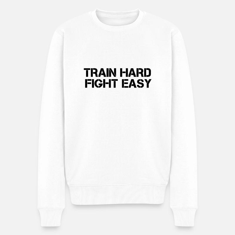 train hard - Männer Premium Bio Pullover - Weiß