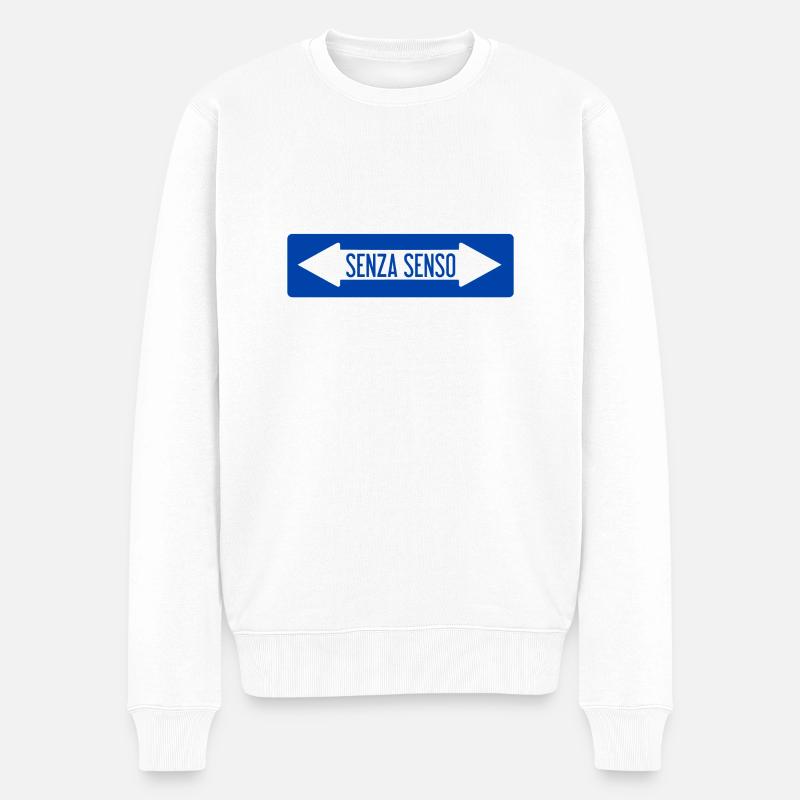 Unsinnige Verkehrszeichen - Männer Premium Bio Pullover - Weiß