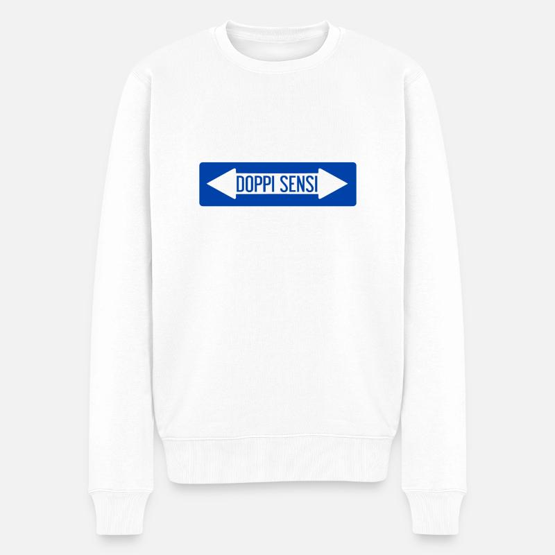 Signe de route à double sens - Pull Premium bio Homme - blanc