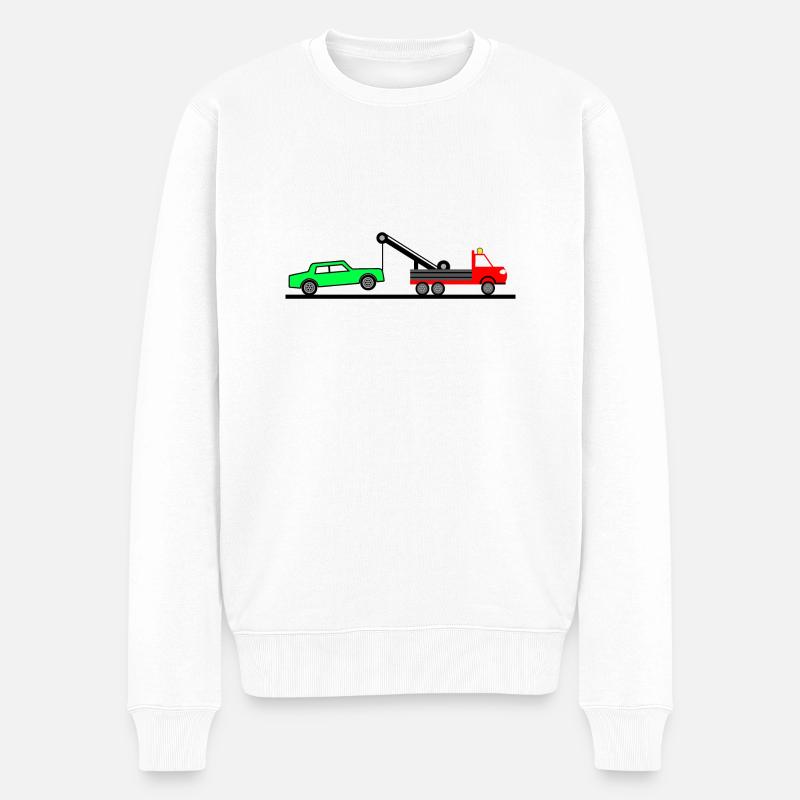Abschleppwagen - Männer Premium Bio Pullover - Weiß