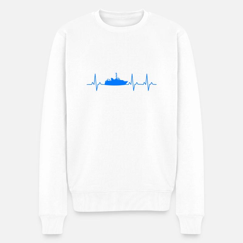 Bateau Navire Heartbeat - Pull Premium bio Homme - blanc
