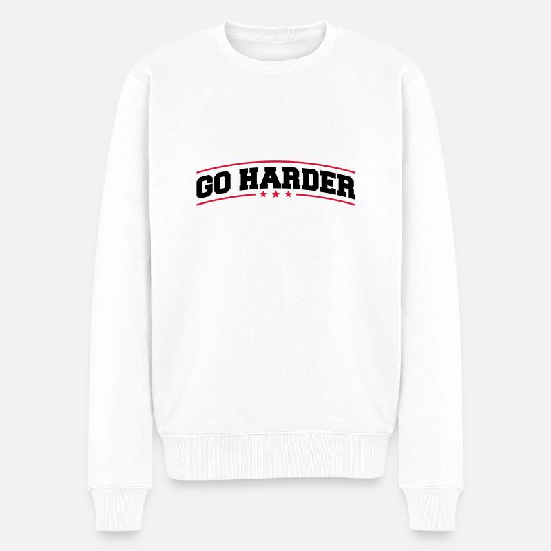 go_harder_bv2 - Männer Premium Bio Pullover - Weiß
