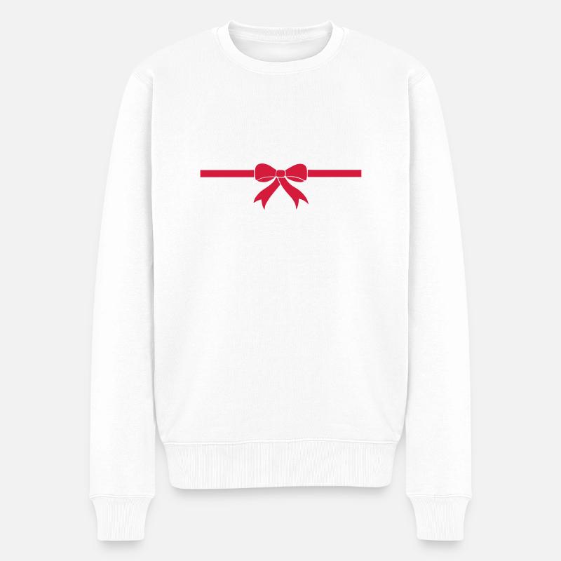 Geschenk Schleife - Männer Premium Bio Pullover - Weiß