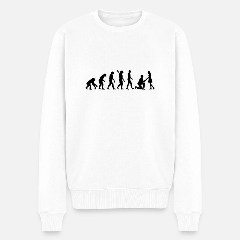 Evolution Wedding Proposal - Men's Premium Organic Jumper - white