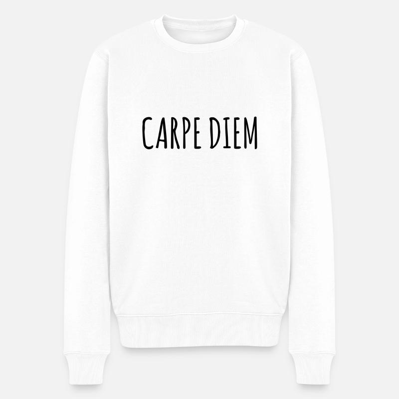 Tshirt carpe diem - Männer Premium Bio Pullover - Weiß