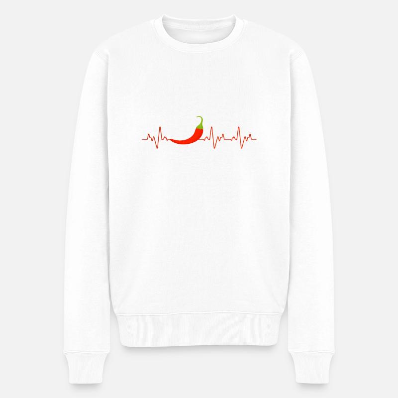 Chili Herzschlag Geschenk - Männer Premium Bio Pullover - Weiß