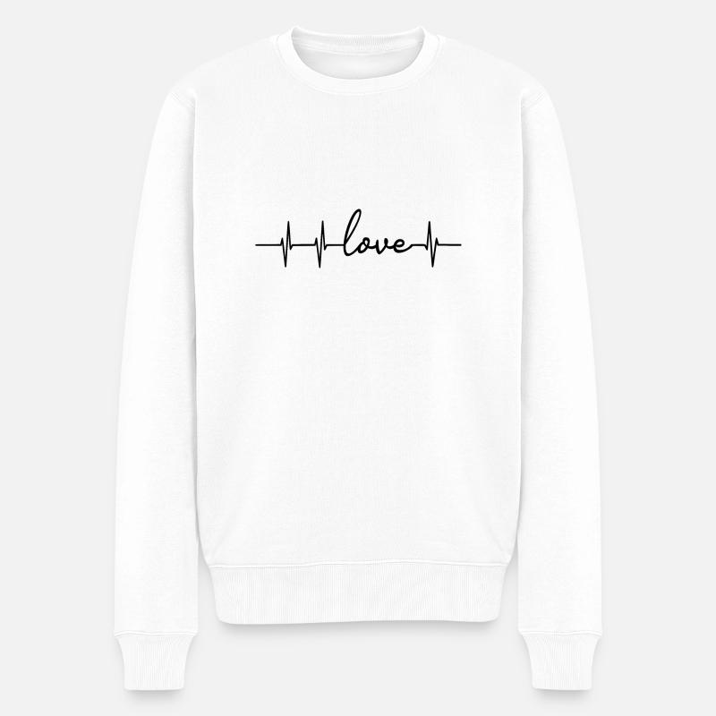 Fréquence cardiaque d’amour - Pull Premium bio Homme - blanc