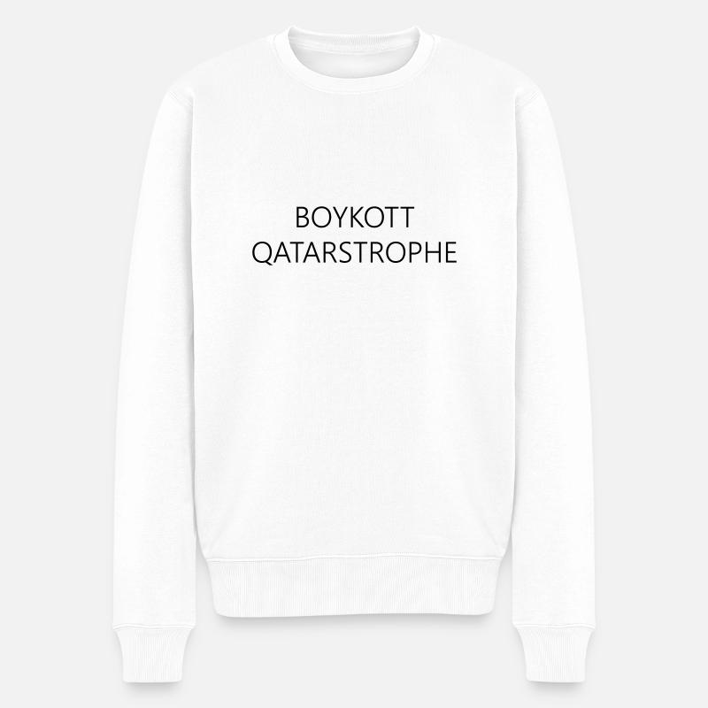 BOYKOTT QATARSTROPHE - Fußball Weltmeisterschaft - Männer Premium Bio Pullover - Weiß