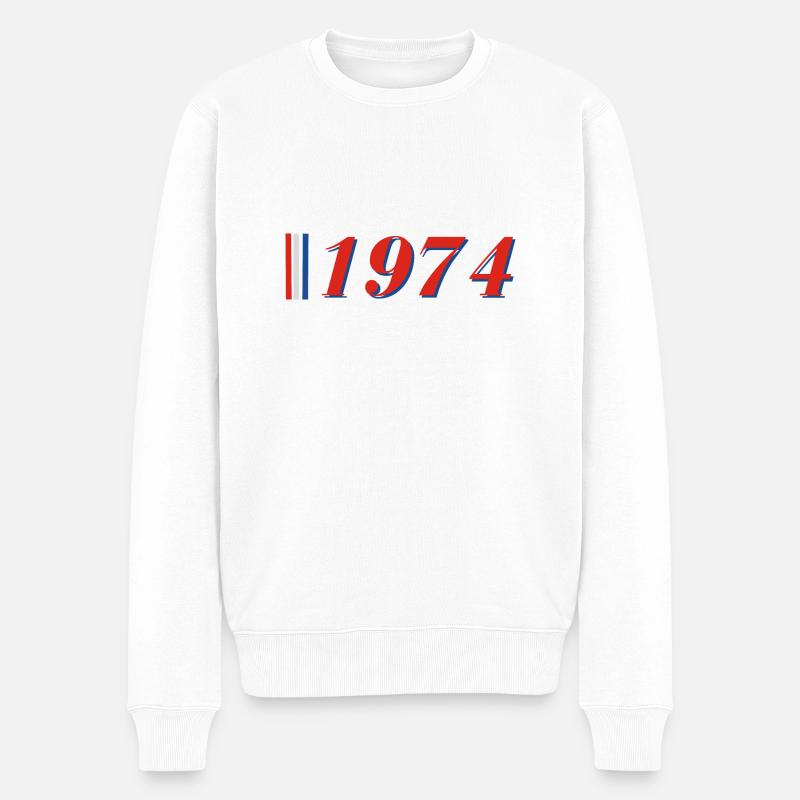 Jahr 1974 - Männer Premium Bio Pullover - Weiß