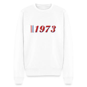Year 1973 - Men's Premium Organic Jumper - white - Front - Thijin (182cm)