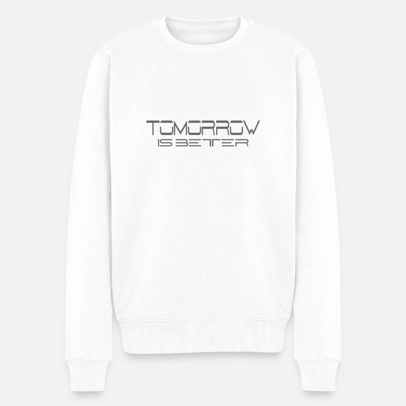 Tomorrow steel grey - Männer Premium Bio Pullover - Weiß