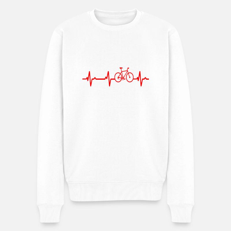 Vélo Heartbeat Vélo Cyclisme - Pull Premium bio Homme - blanc
