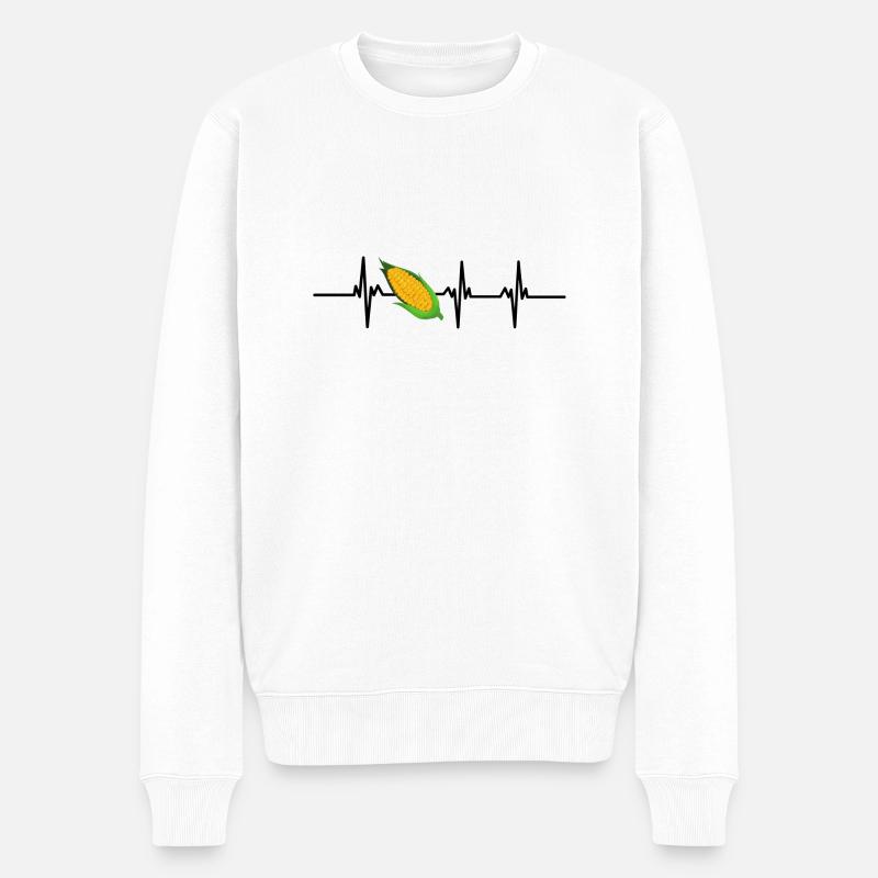 Herzschlag Mais - Männer Premium Bio Pullover - Weiß