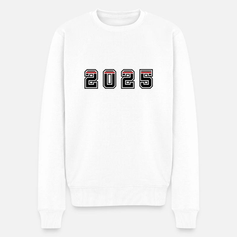 2025 Jahr - Männer Premium Bio Pullover - Weiß