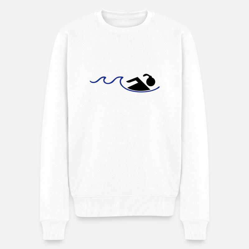 schwimmerin - Männer Premium Bio Pullover - Weiß
