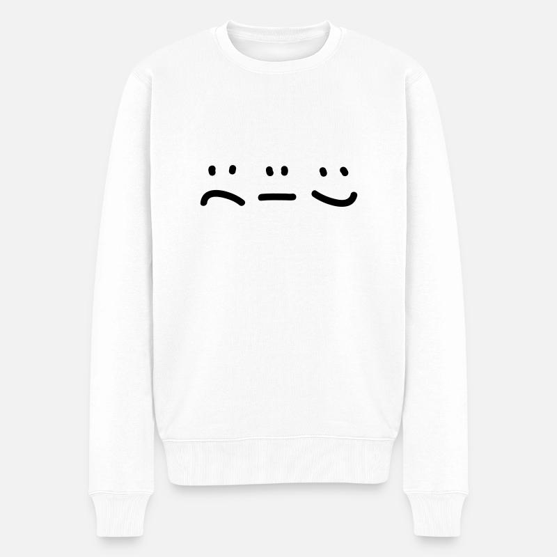 Gefühle - Smile - Smiley - Männer Premium Bio Pullover - Weiß
