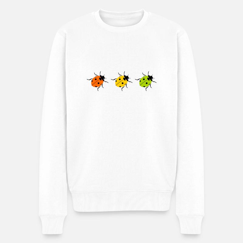 trois coccinelles dans une rangée, feux de circulation de coccinelle - Pull Premium bio Homme - blanc
