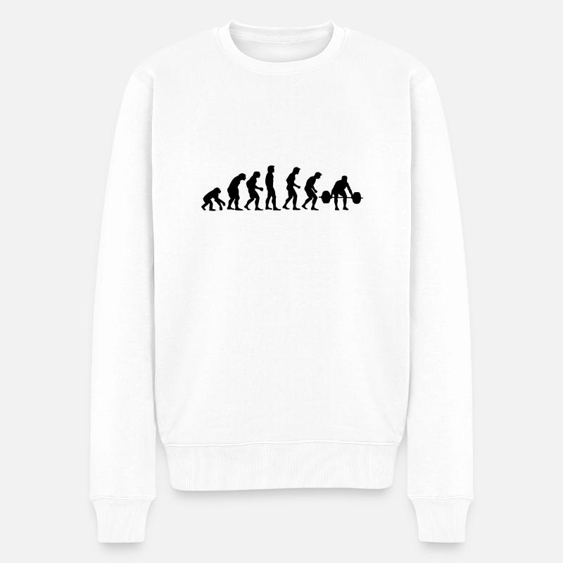 gewichtheber_evolution - Männer Premium Bio Pullover - Weiß