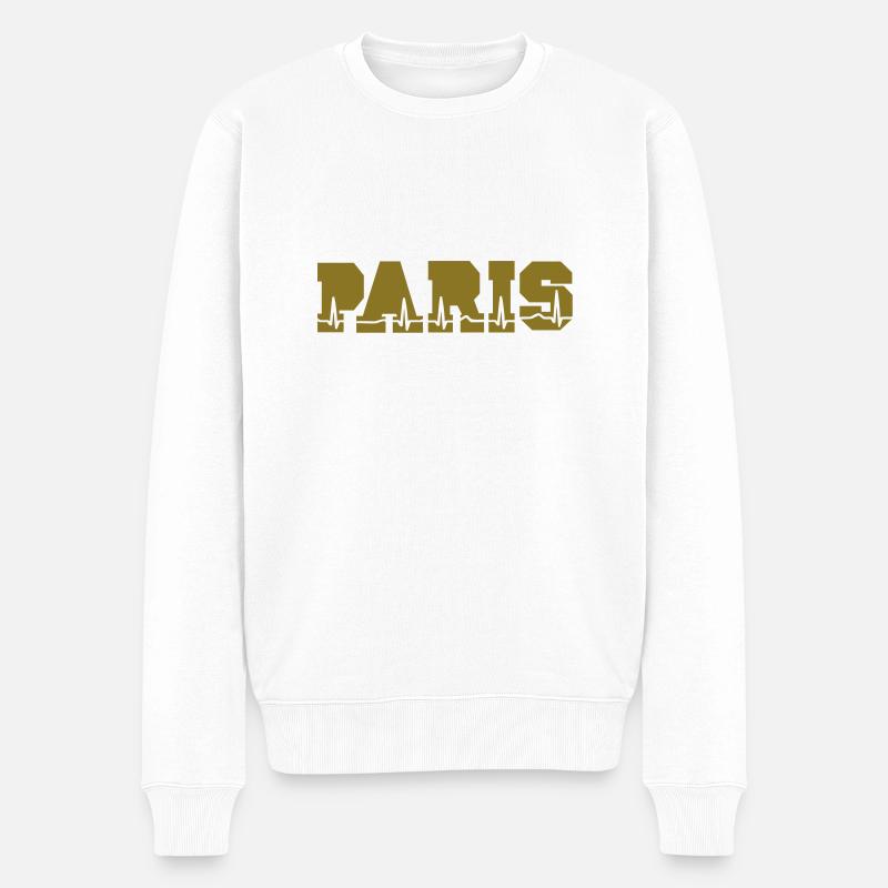 PARIS heart_beat_tattoo - Männer Premium Bio Pullover - Weiß