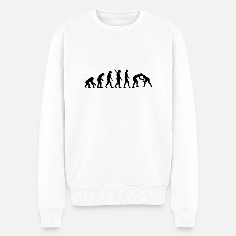 Evolution Ringen - Männer Premium Bio Pullover - Weiß