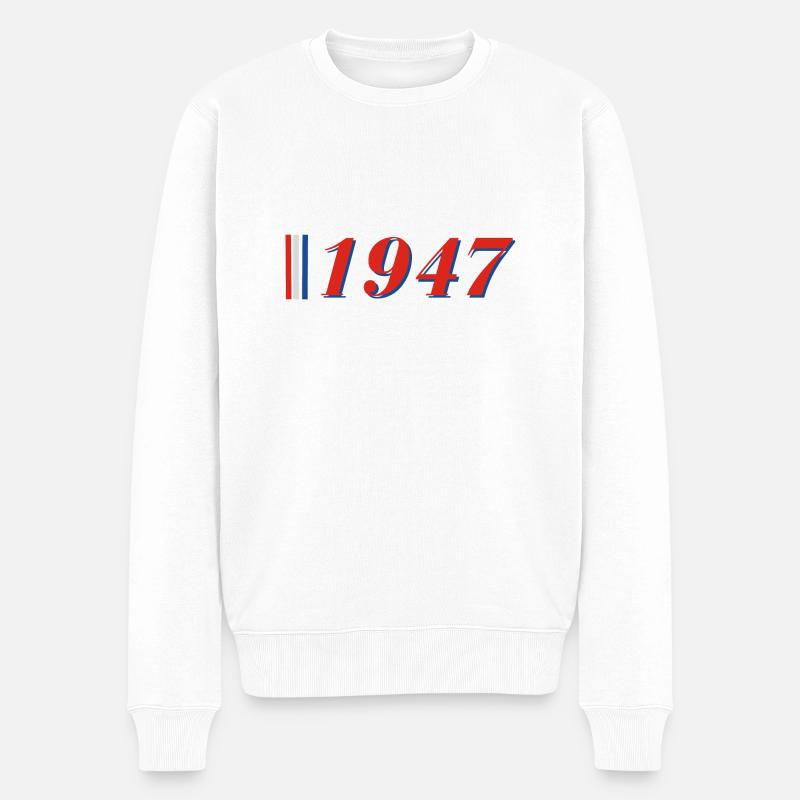 Jahr 1947 - Männer Premium Bio Pullover - Weiß