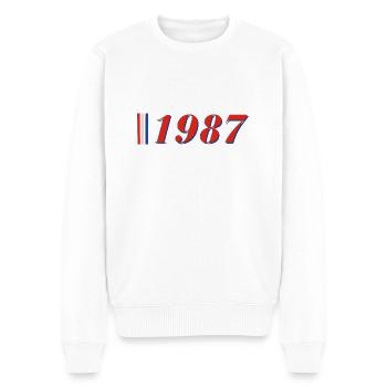 Year 1987 - Men's Premium Organic Jumper - white - Front - Thijin (182cm)
