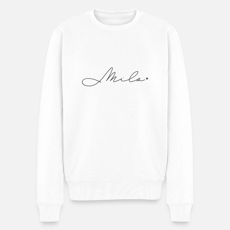 Name Milo - Männer Premium Bio Pullover - Weiß