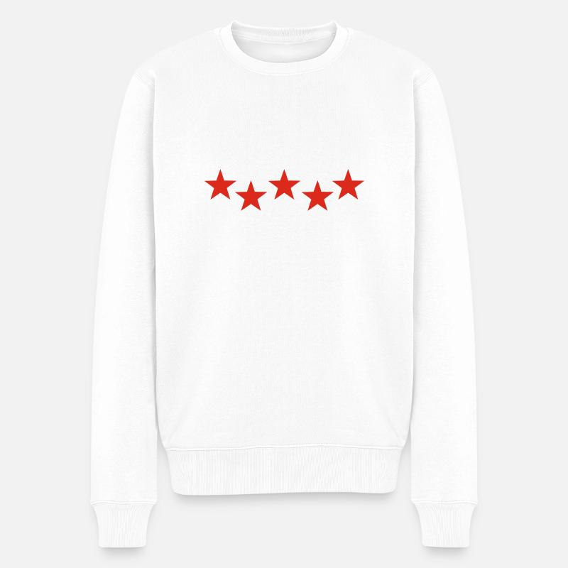 Sterne 5 rote Küchenchef - Männer Premium Bio Pullover - Weiß