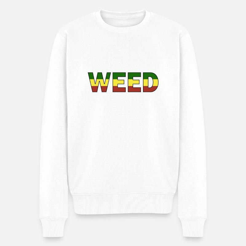 Marijuana Herbe Cannabis - Pull Premium bio Homme - blanc