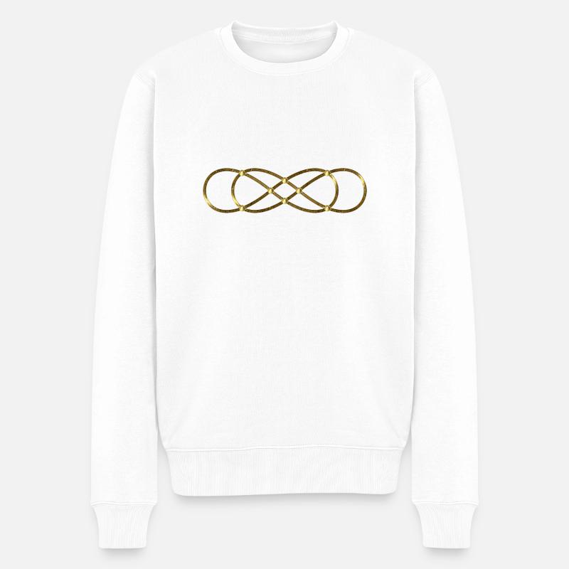 Double lemniscate - Gold - Pull Premium bio Homme - blanc