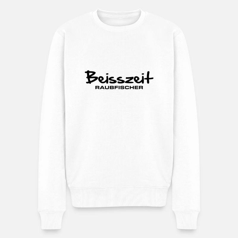 beisszeit_raubfischer - Männer Premium Bio Pullover - Weiß