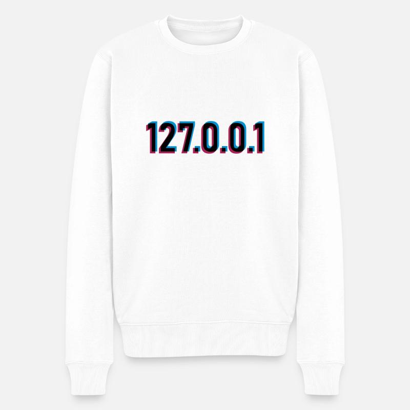 3D Effekt 127 - Männer Premium Bio Pullover - Weiß