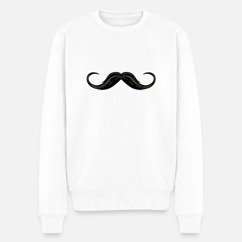 Schnurrbart Schnurrbart - Männer Premium Bio Pullover - Weiß