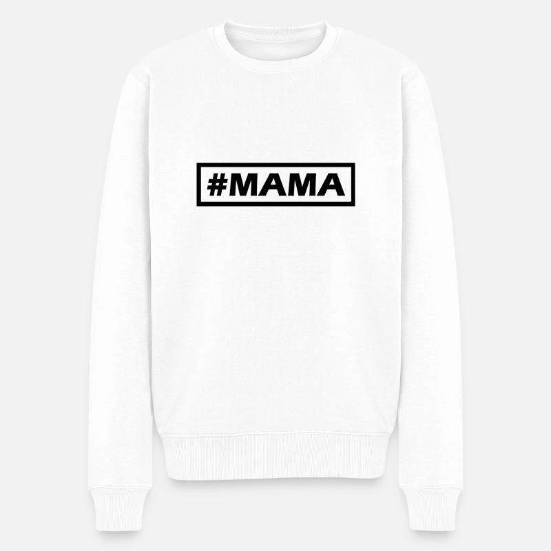 #MAMA simple modern Design - Männer Premium Bio Pullover - Weiß