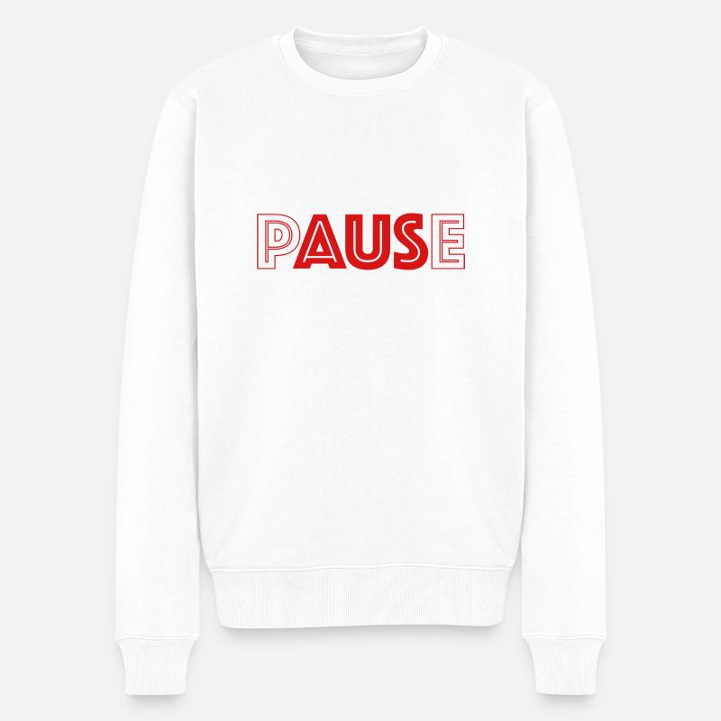pAUSe - Männer Premium Bio Pullover - Weiß