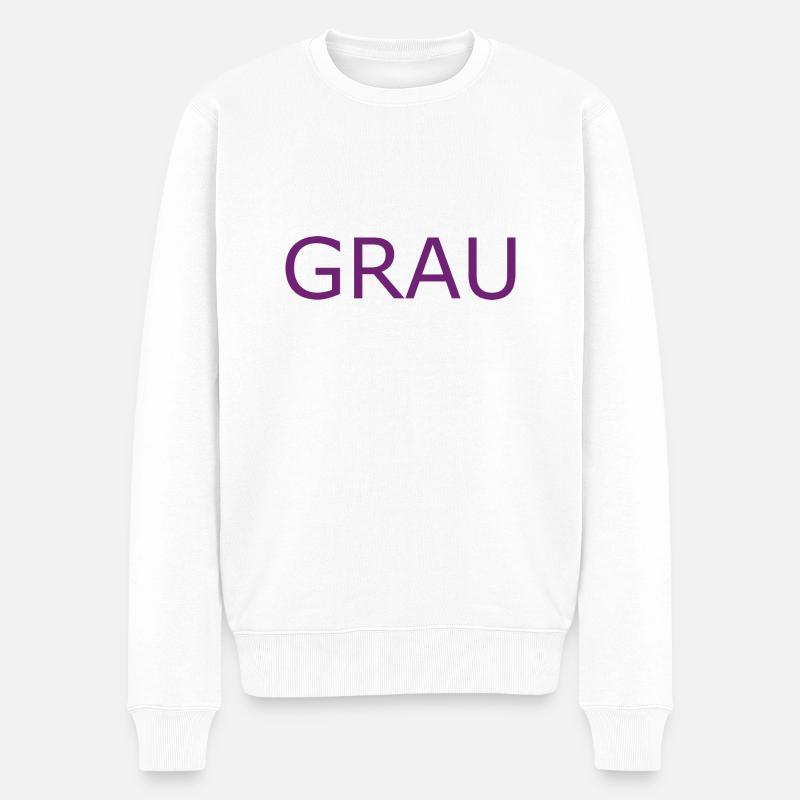 GRAU in LILA - Männer Premium Bio Pullover - Weiß