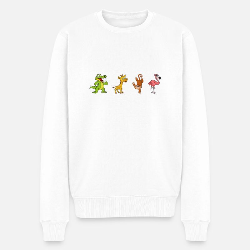 Flamant de singe girafe - Pull Premium bio Homme - blanc