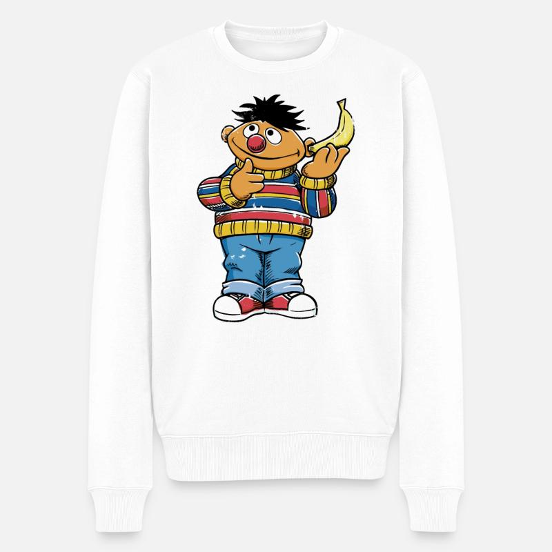 Sesamstraße Ernie Bananentelefon - Männer Premium Bio Pullover - Weiß