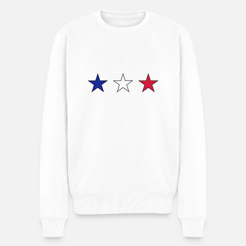 Frankreich drei Sterne in blau-weiss-rot - Männer Premium Bio Pullover - Weiß