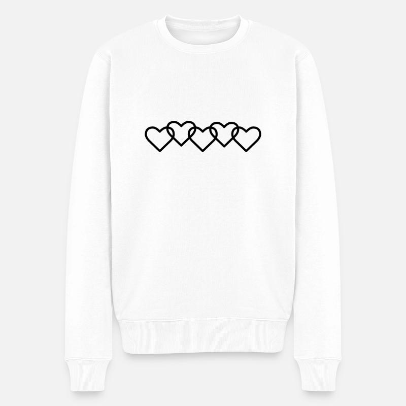 Kleine schwarze Herzen - Männer Premium Bio Pullover - Weiß