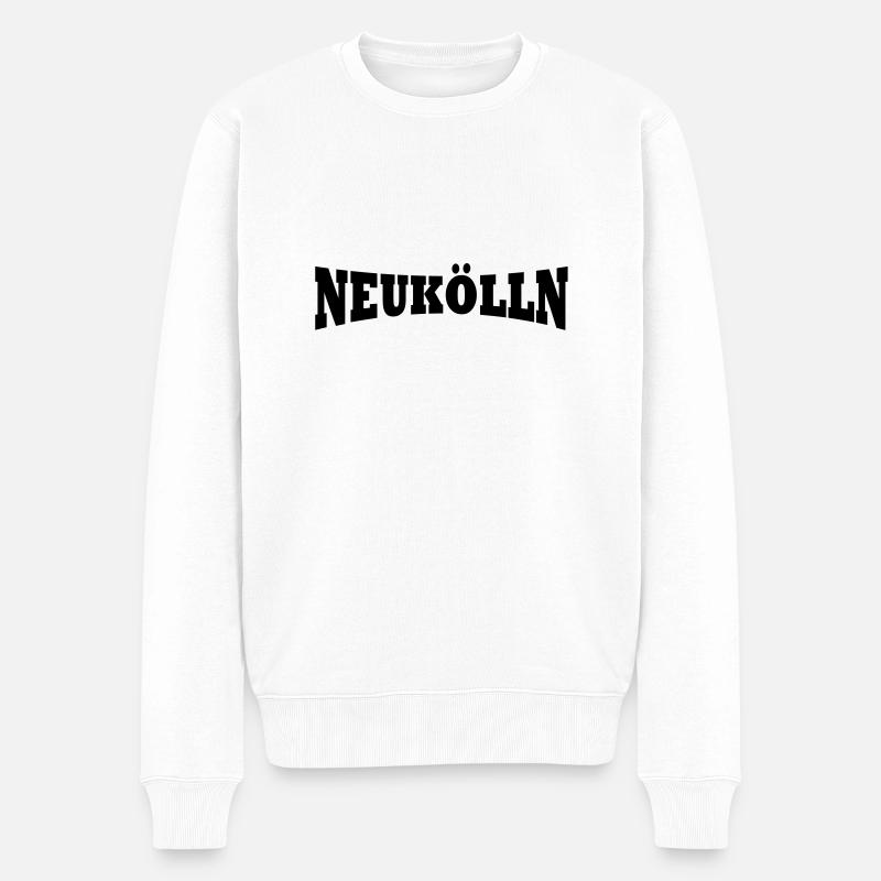 Neukölln Schriftzug - Männer Premium Bio Pullover - Weiß