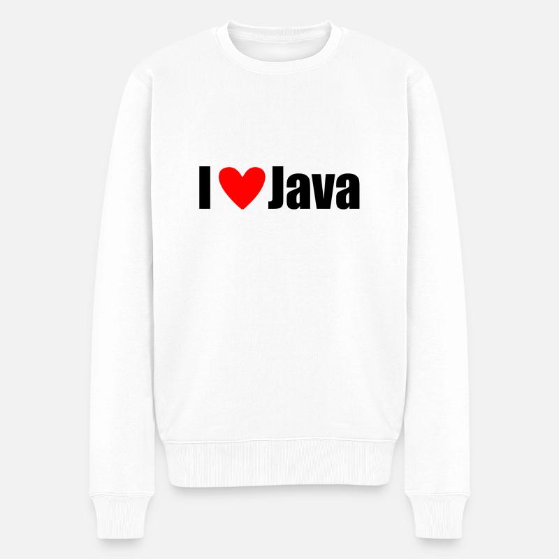 I LOVE Java - Männer Premium Bio Pullover - Weiß