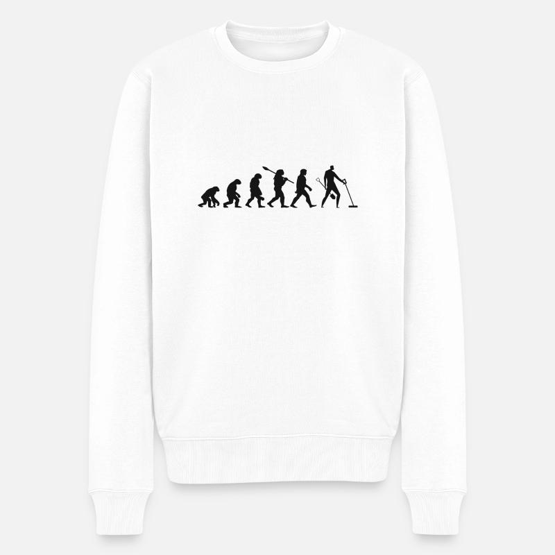 Evolution Treasure Hunter Metalldetektor - Männer Premium Bio Pullover - Weiß