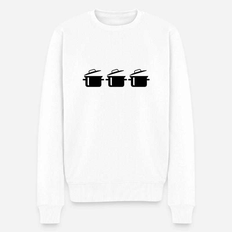 Kochtöpfe - Männer Premium Bio Pullover - Weiß