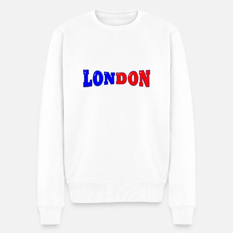 LON DON VERZERRUNG - Männer Premium Bio Pullover - Weiß