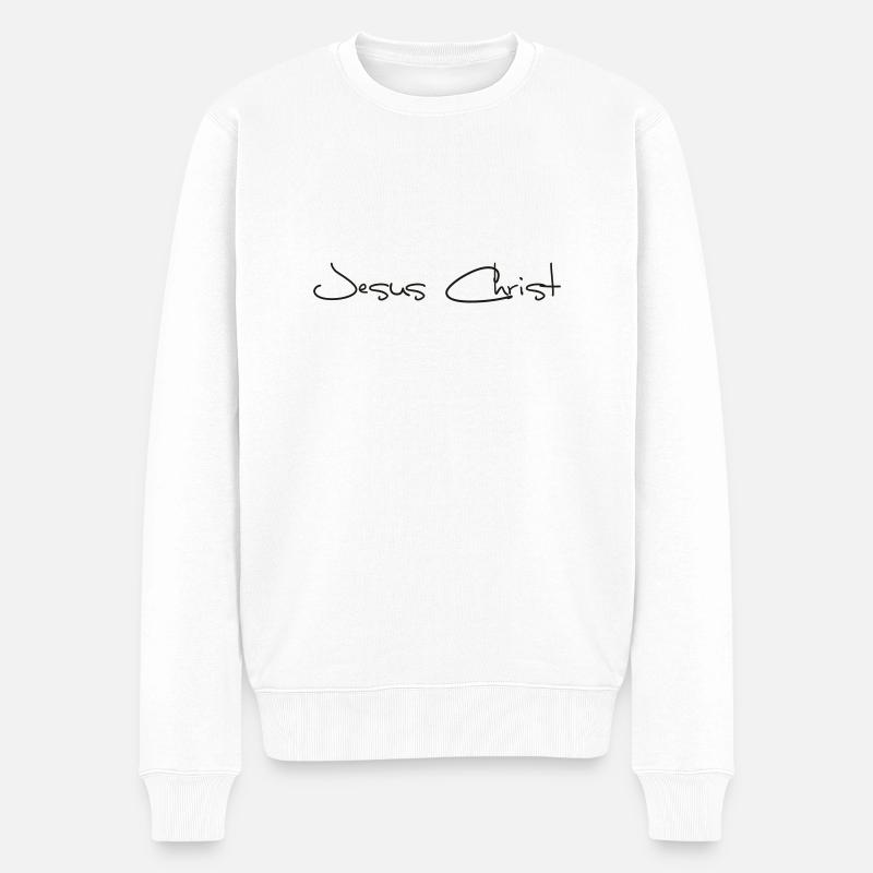 Jesus Christ - Männer Premium Bio Pullover - Weiß