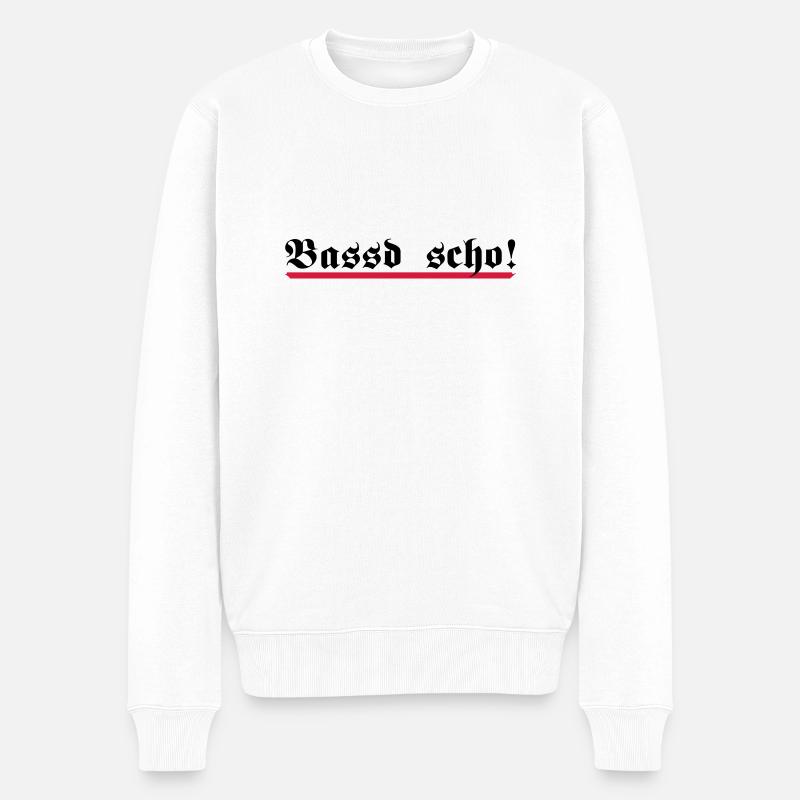 Bassd scho, 2fb - Männer Premium Bio Pullover - Weiß