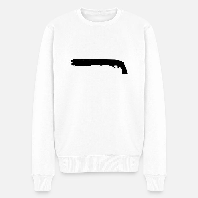 Kurze Pumpgun - Männer Premium Bio Pullover - Weiß